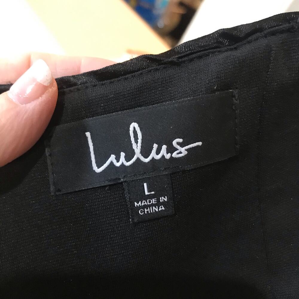 Lulu's Classic Diva Black Multi Sequin Halter Bodycon Mini Dress Size Large EUC - Picture 11 of 13